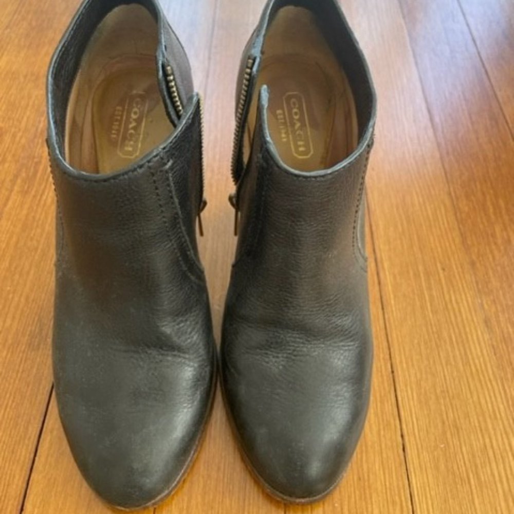 Coach Black Leather Booties, Size 6